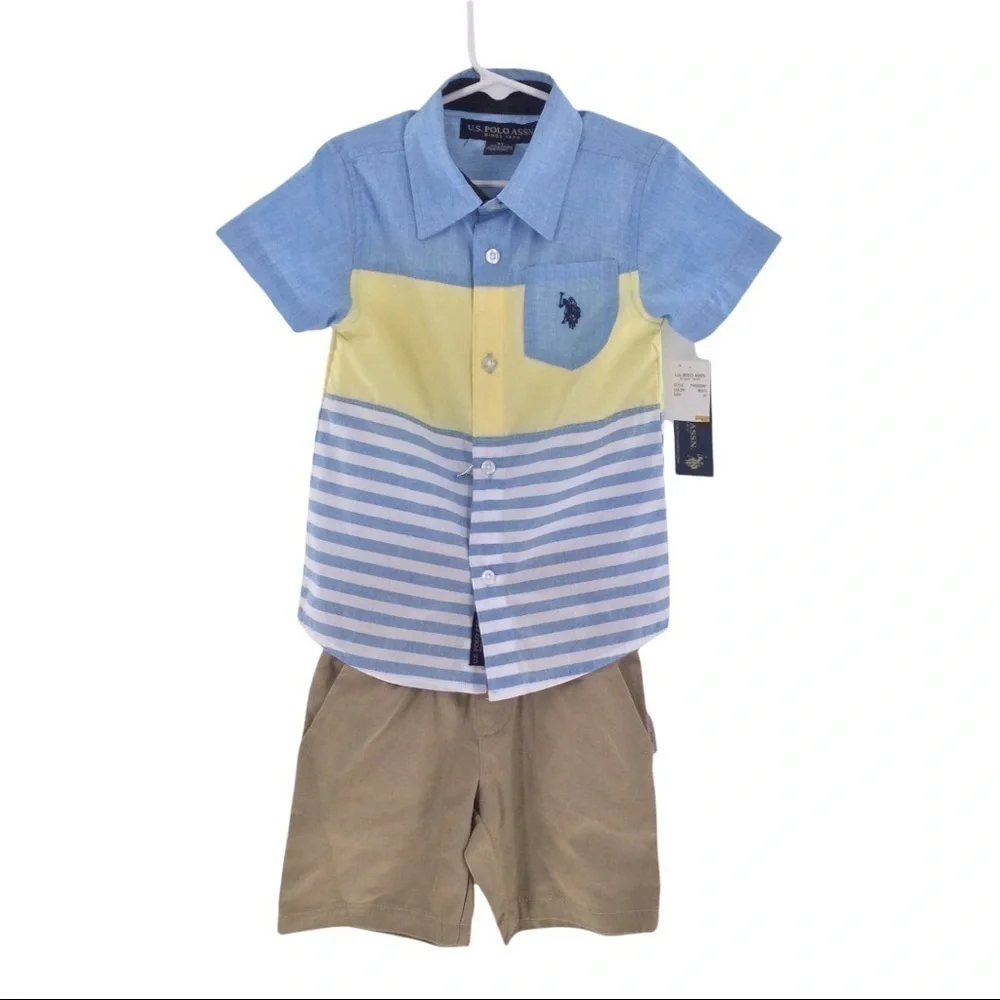 #016 Polo‎ Assn. Boys Nautical Shirt and Shorts Set
